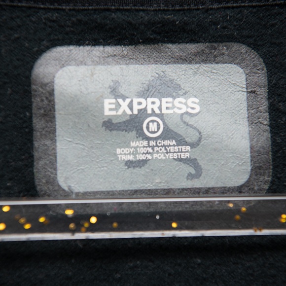 Vintage Y2K 90s Express Lion Crest Black Gold Zip Up Jacket Old Money Streetwear - Picture 2 of 5